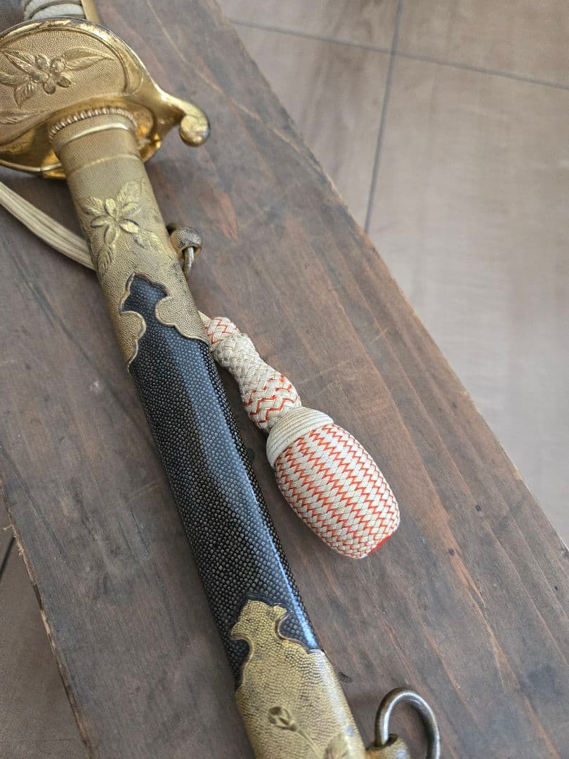 第二次大戦頃/実物　日本海軍儀礼長剣(模造刀身)　海軍航空隊司令　共箱付き