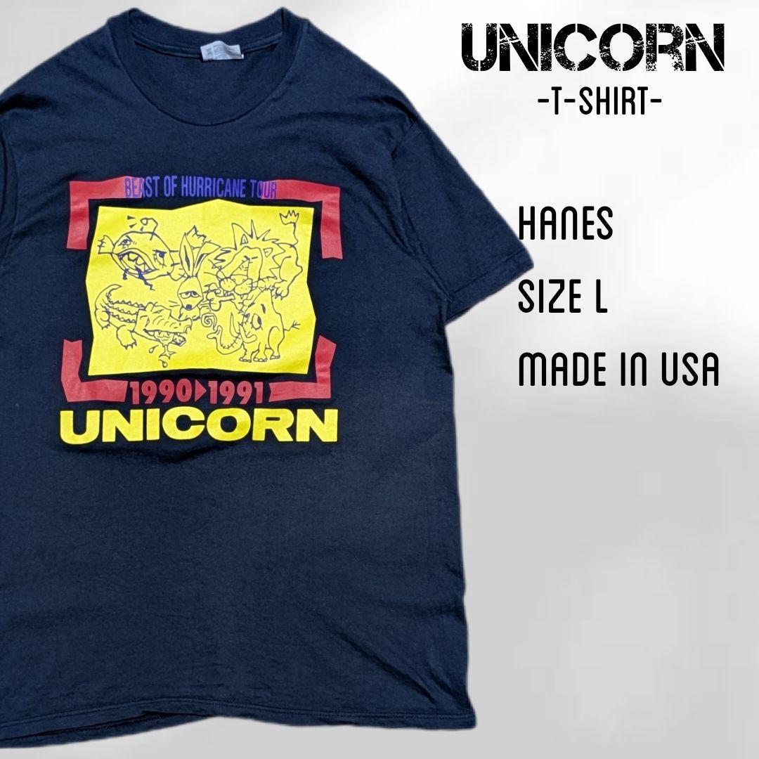 90s USA製　UNICORN ユニコーン　Ｔシャツ　Ｌ ブラック