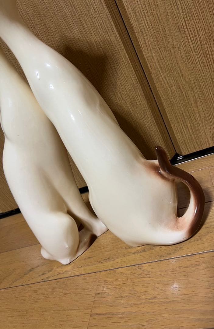 【希少】美品　シャム猫　陶器製置物　ペア　特大