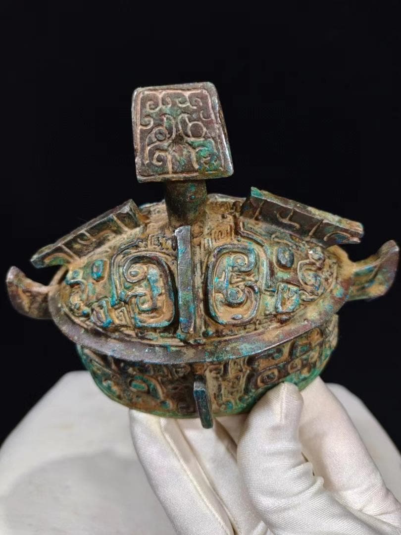 中国古美術品·旧蔵珍品·古青銅器·饕餮紋提梁壺·祭祀礼器·文房置物·風水開運