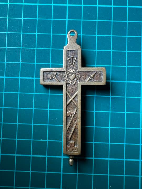 極稀少品　19世紀　真鍮製　聖遺物クロス　キリスト教　アルマクリスティ　受難遺物