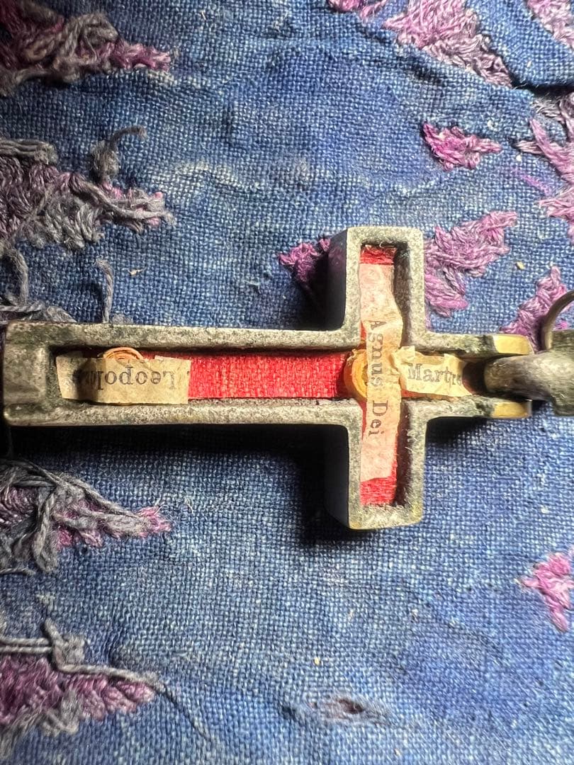 極稀少品　19世紀　真鍮製　聖遺物クロス　キリスト教　アルマクリスティ　受難遺物