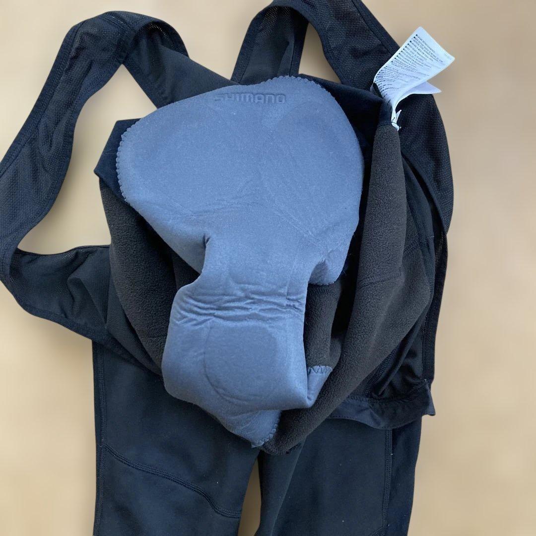 【美品】シマノSHIMANOビブパンツサイクルウェアサイクリングパンツLメンズ黒