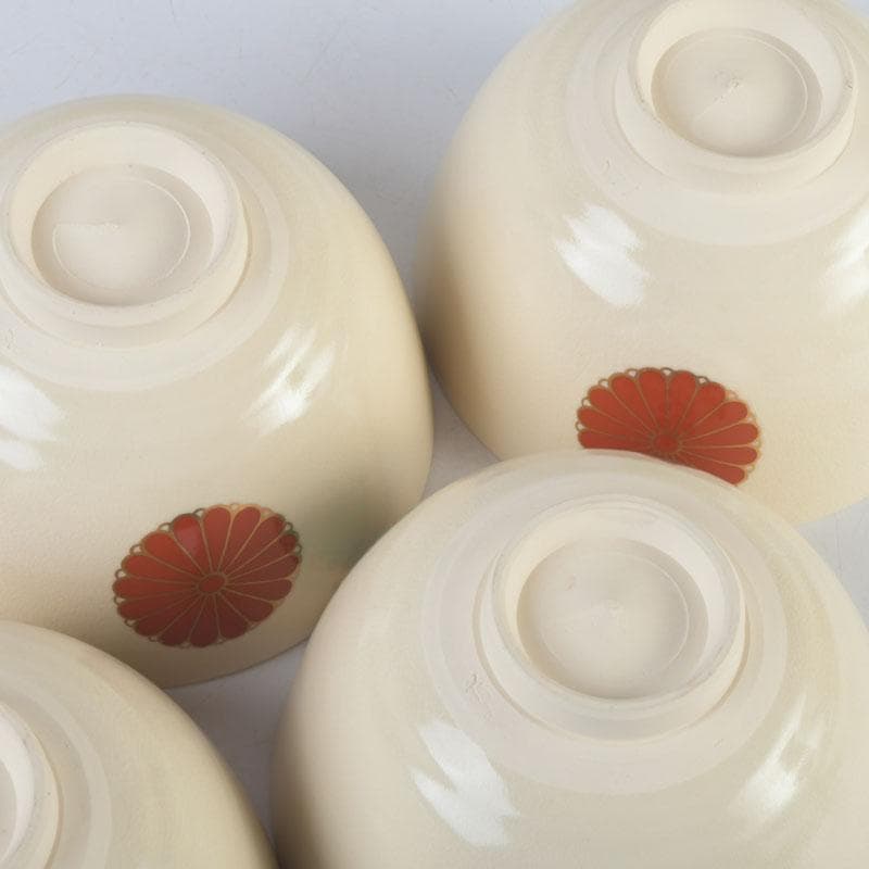 茶道具　京焼　加賀瑞山造　色絵金彩　菊桐文　数茶碗　五客　N　9823