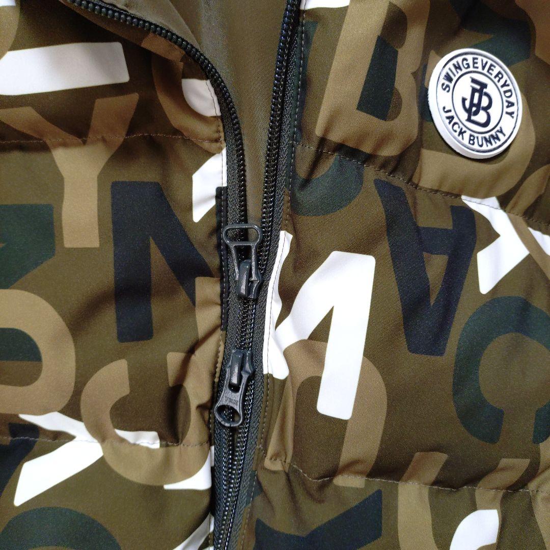 ジャックバニー 中綿ジャケット カーキ×白 英字総柄 シリコンワッペン サイズ5