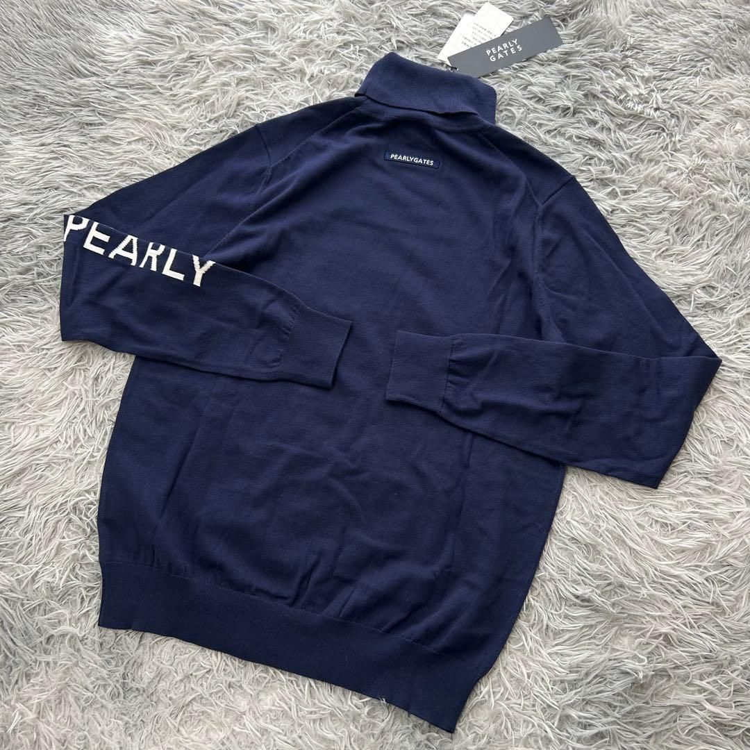 新品　パーリーゲイツ　ニット　セーター　タートルネック　カシミヤタッチ　ネイビー