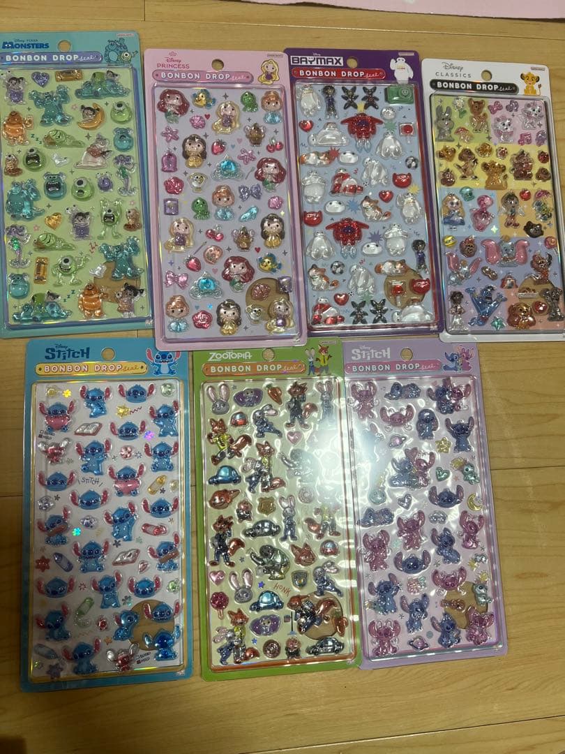 正規品 ディズニーボンボンドロップシール7種セット