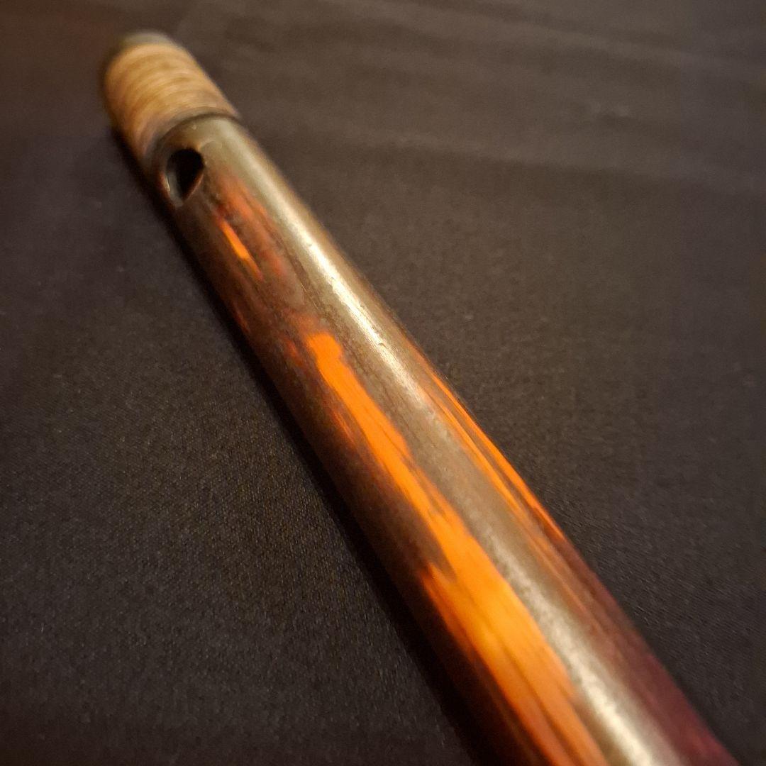 篠笛　古典調　7穴　五本調子　天地籐巻き　極太管　燻風仕上げ　爆鳴