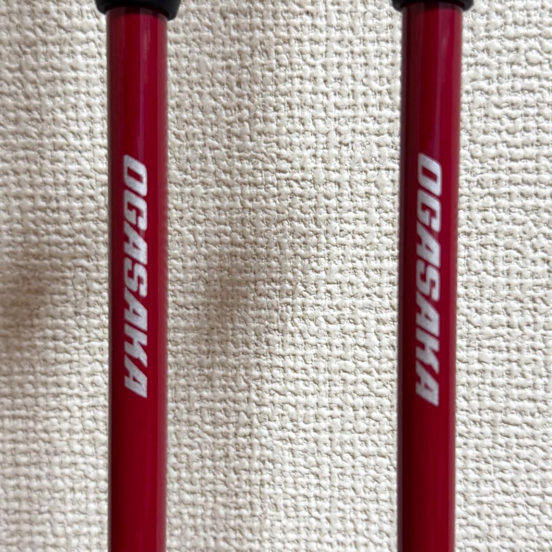 【新品未使用】オガサカ 伸縮式スキーポール LC-FS レッド