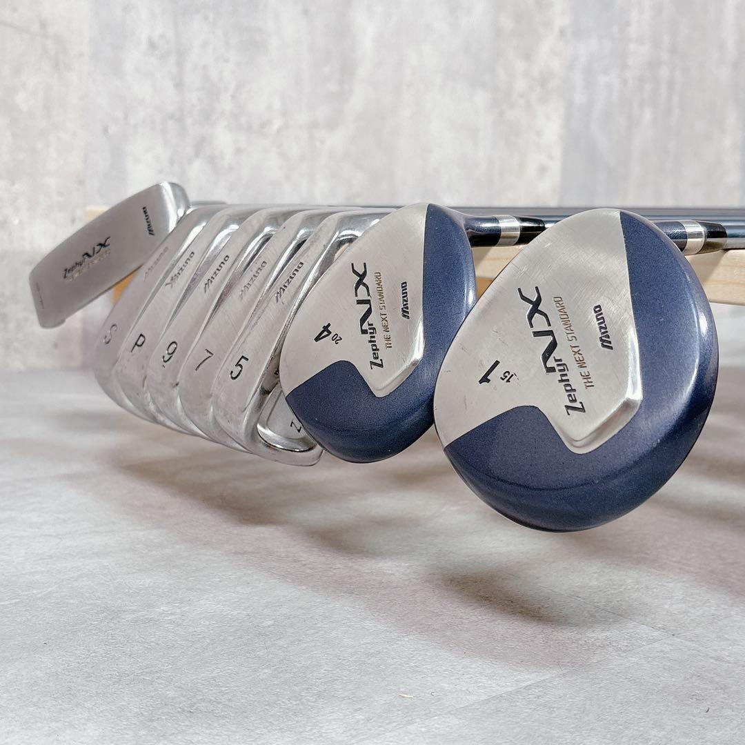 T155 ミズノ ゴルフクラブ レディース セット 9点 ゼファー 星 パープル