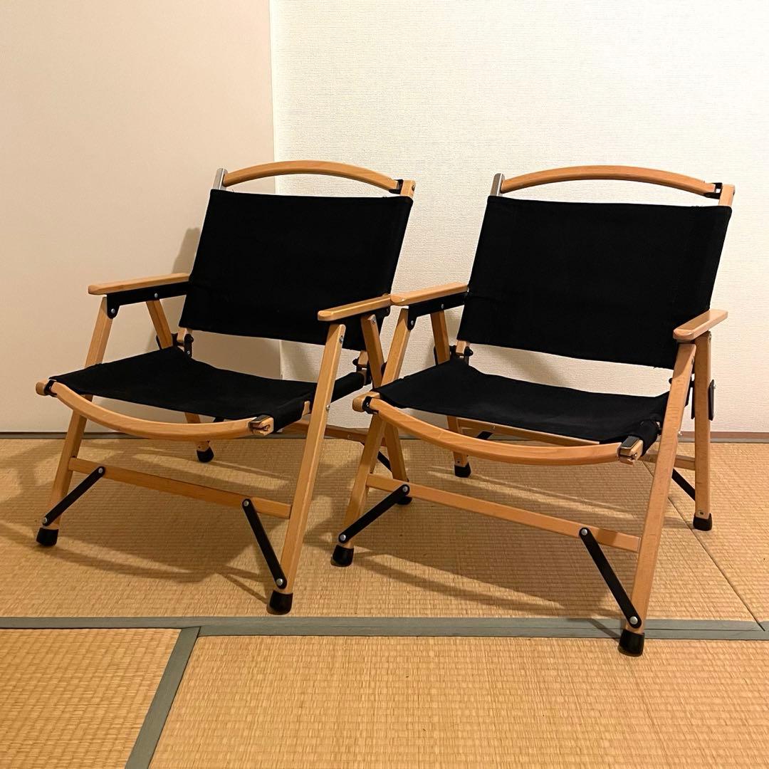 【2脚セット】FIELDOOR クラシックチェア ブラック ローチェア