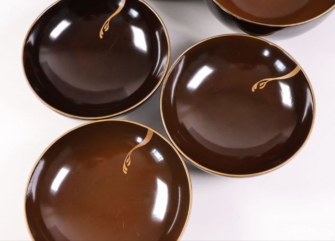 【CM415】訳あり 時代輪島 蝶と牡丹 黒塗椀 三客 天然木漆塗 明治大正