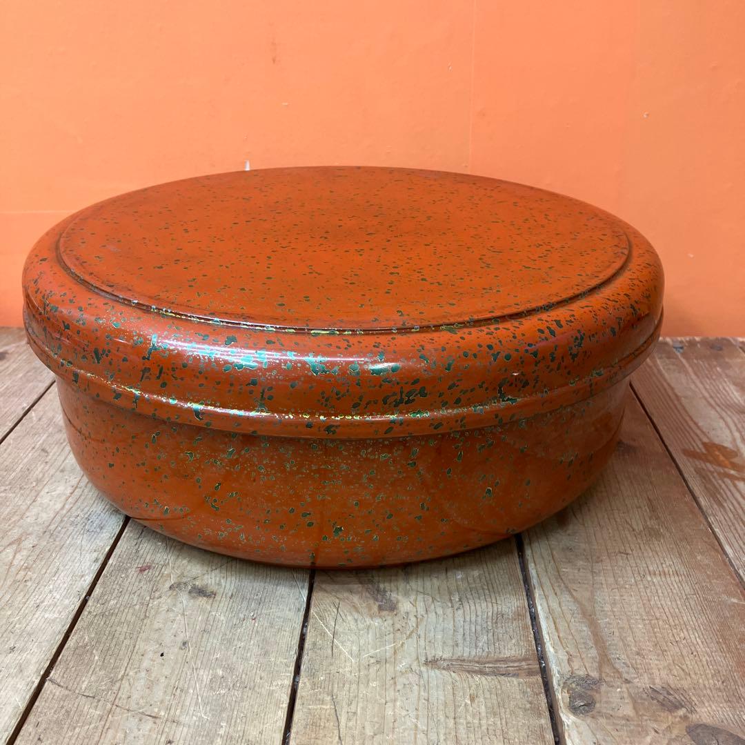 D-4 漆器 茶びつ 飯台 蓋付き桶 菓子器 天然木 伝統工芸 津軽塗 七々子塗