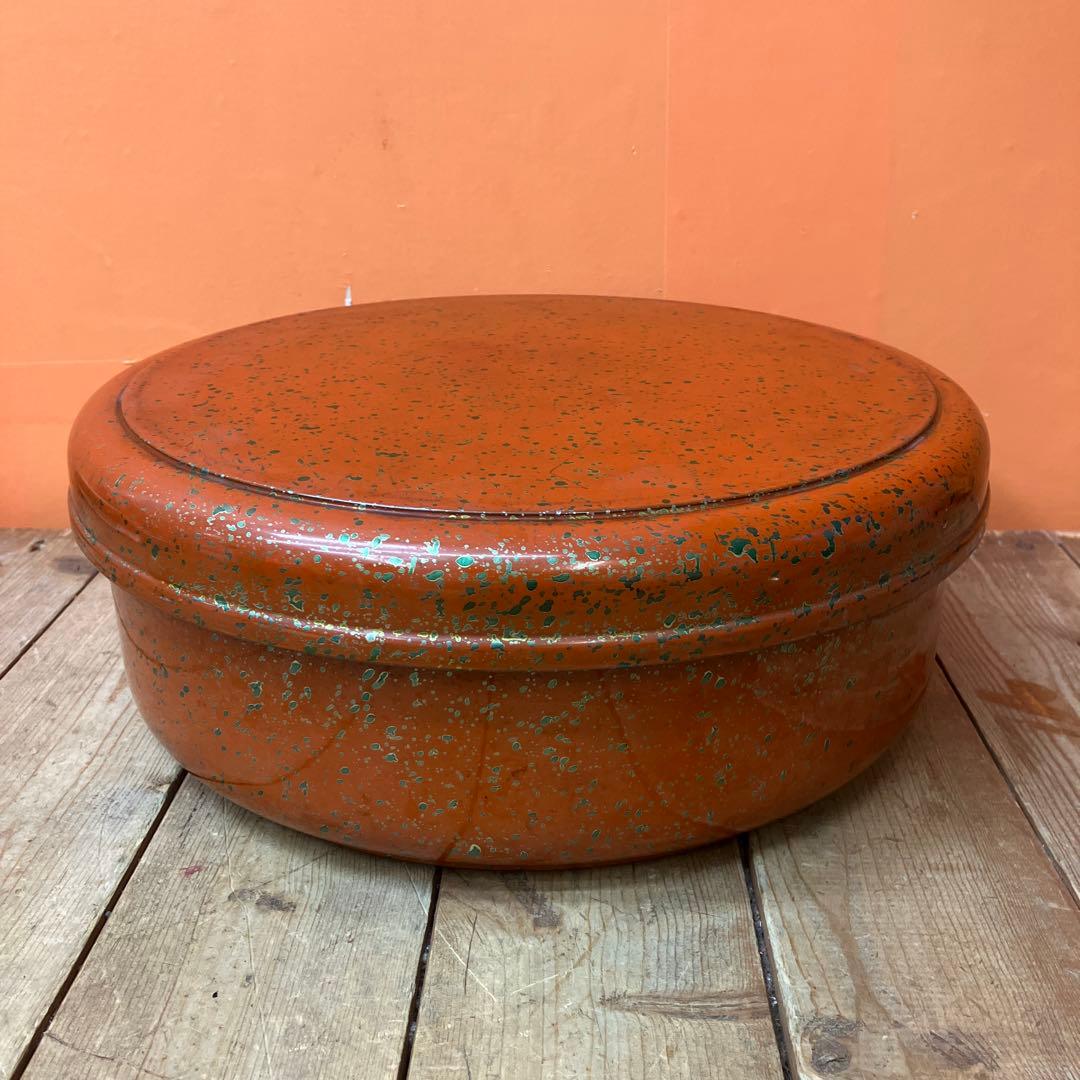 D-4 漆器 茶びつ 飯台 蓋付き桶 菓子器 天然木 伝統工芸 津軽塗 七々子塗