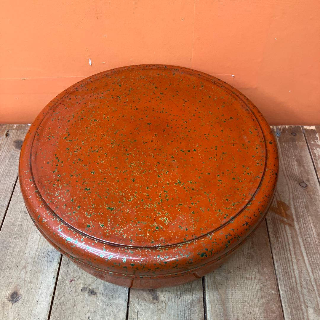 D-4 漆器 茶びつ 飯台 蓋付き桶 菓子器 天然木 伝統工芸 津軽塗 七々子塗