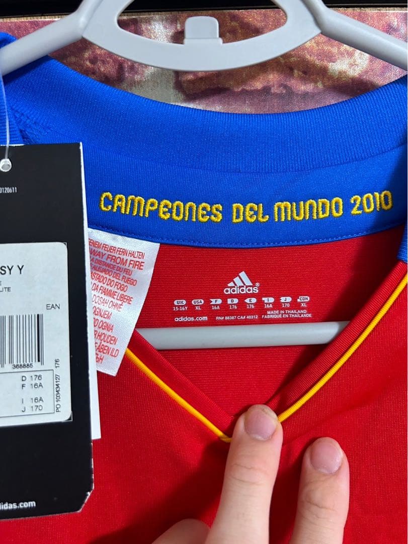 2010 W杯　スペイン代表　ホームユニ　adidas 赤　青170