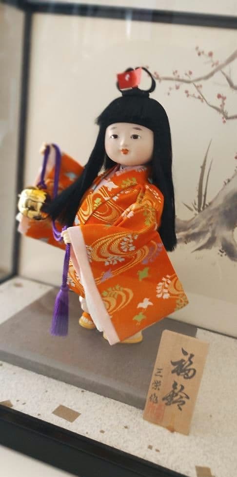 日本人形「福鈴」ガラスケース入り　市松人形　わらべ人形　雛人形　8号
