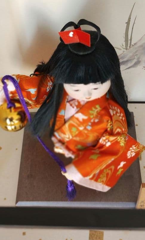 日本人形「福鈴」ガラスケース入り　市松人形　わらべ人形　雛人形　8号