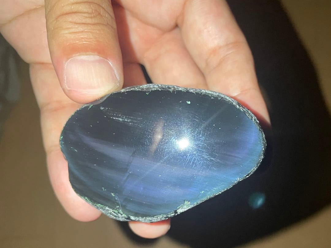 研磨品　十勝石玲瓏　ブルー、パープルシラー　レインボーオブシディアン
