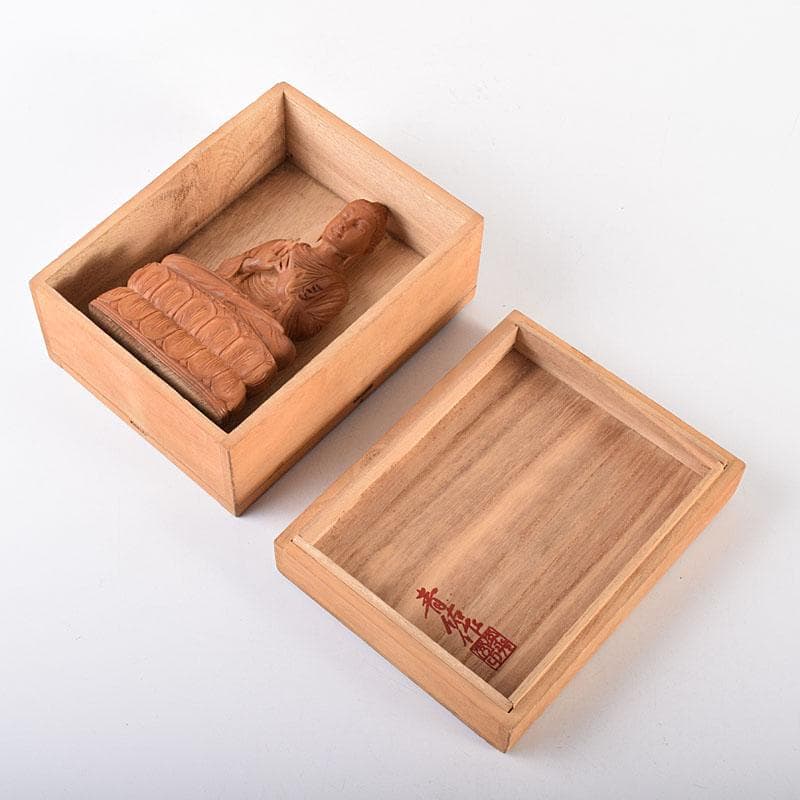 仏教美術　青佑作　白檀彫刻　釈迦座像　仏像　置物　共箱　C　7011