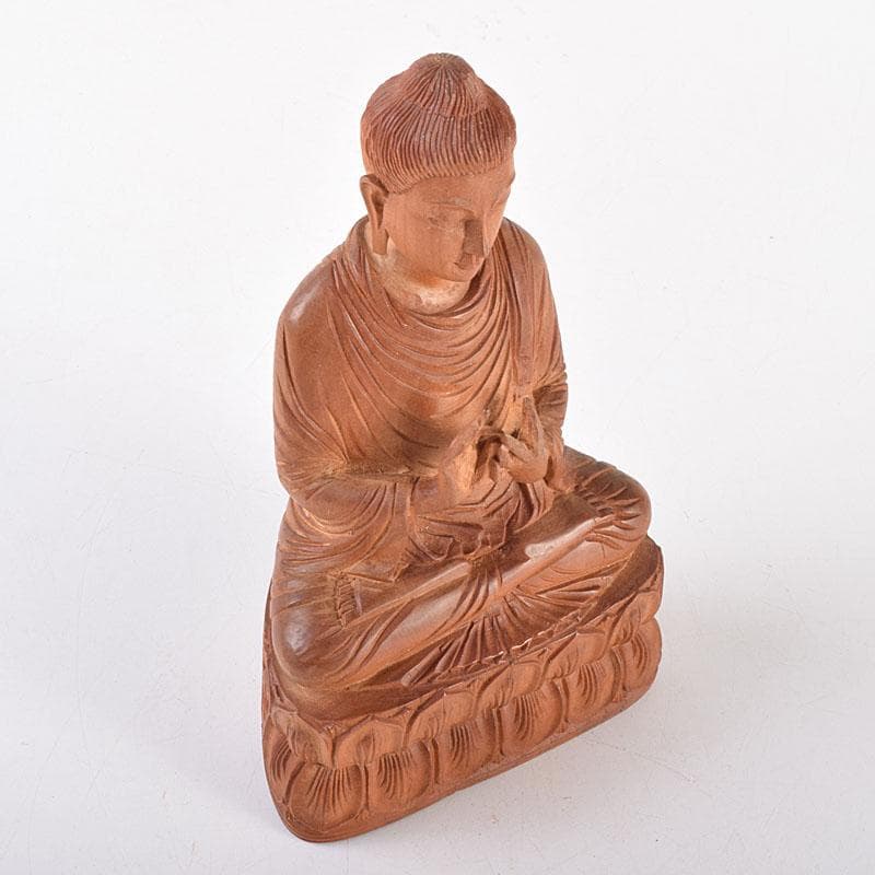 仏教美術　青佑作　白檀彫刻　釈迦座像　仏像　置物　共箱　C　7011