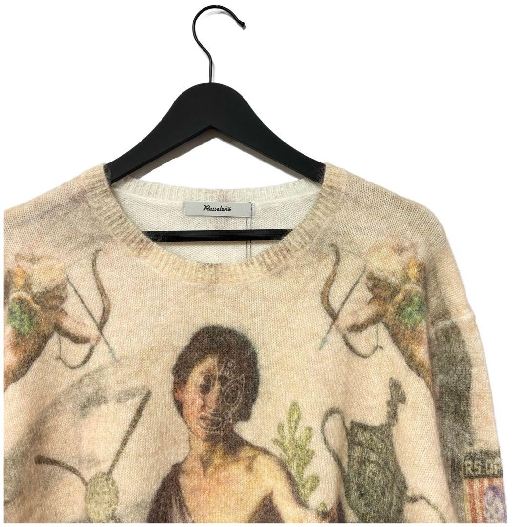 新品 ラッセルノ ゴルフ グラフィック ニット セーター アイボリー M 4