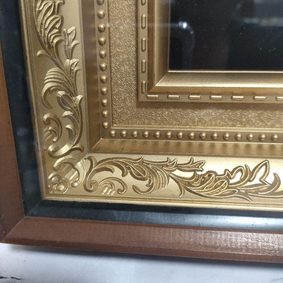 【レトロ】桂月刻 彫金 銅板彫刻 牡丹 花 絵画 額縁 額装 インテリア