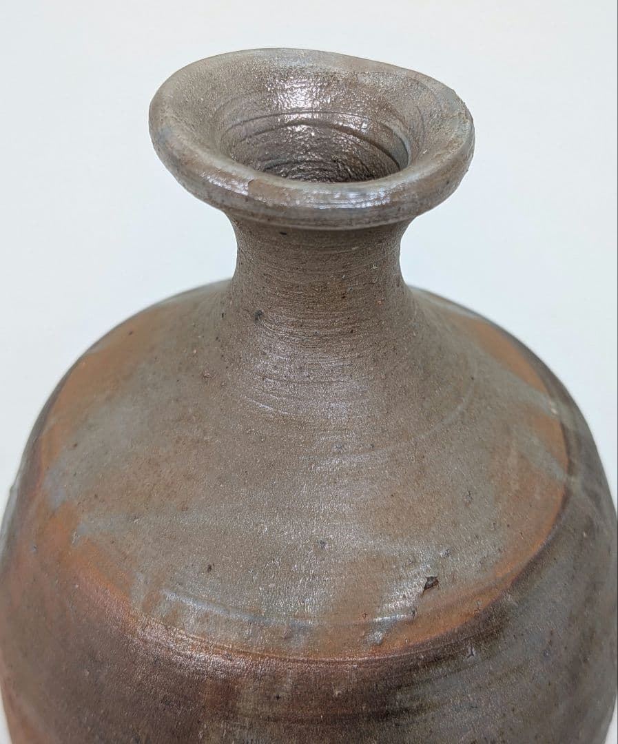 備前市無形文化財 榊原清人 備前焼 銀彩徳利花入 共箱 とっくり 一輪挿し花瓶