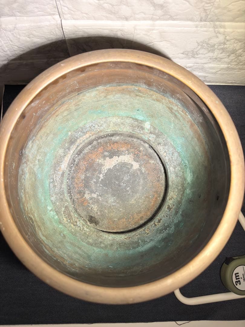 【極希少】 象双耳 真鍮製 火鉢 圧巻の細密彫刻 時代物 古美術 睡蓮鉢にも