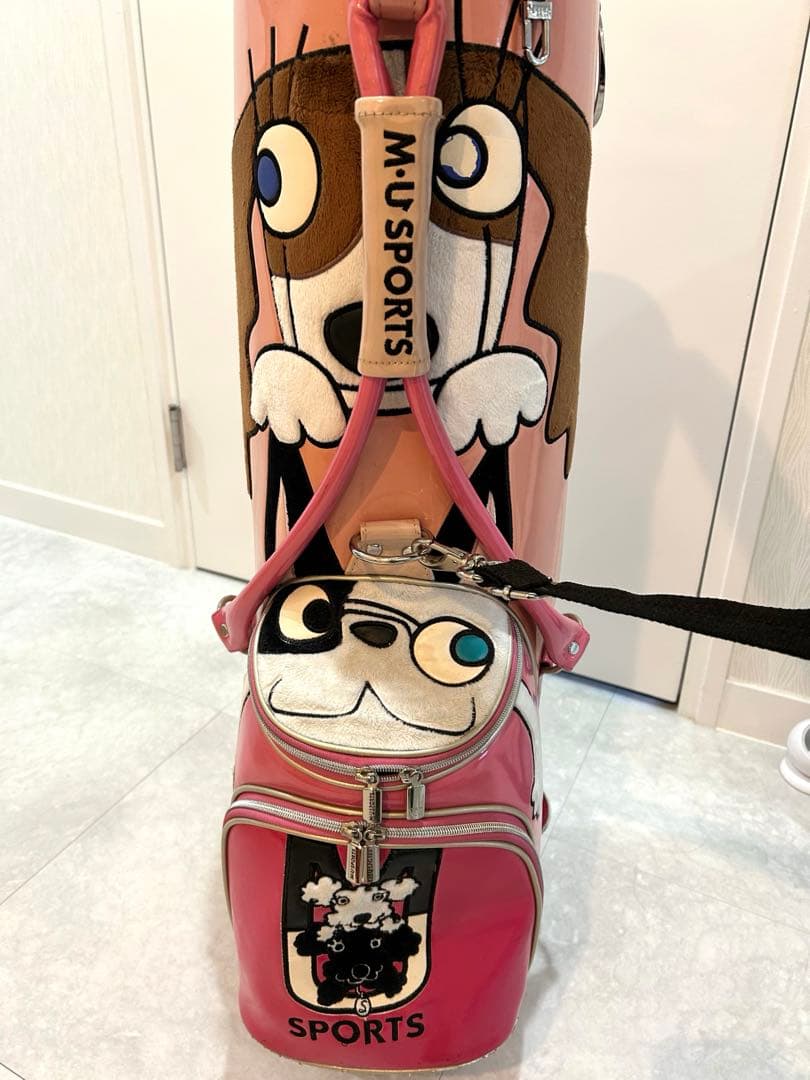 ゴルフバッグ　キャスター付　郵便バッグ付&ヘッドカバー付　pink MU
