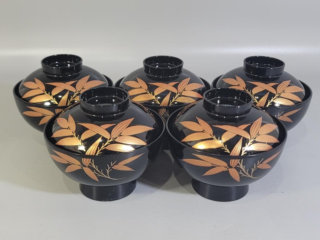 会津塗 吸物碗 五客 共箱 未使用 DT338