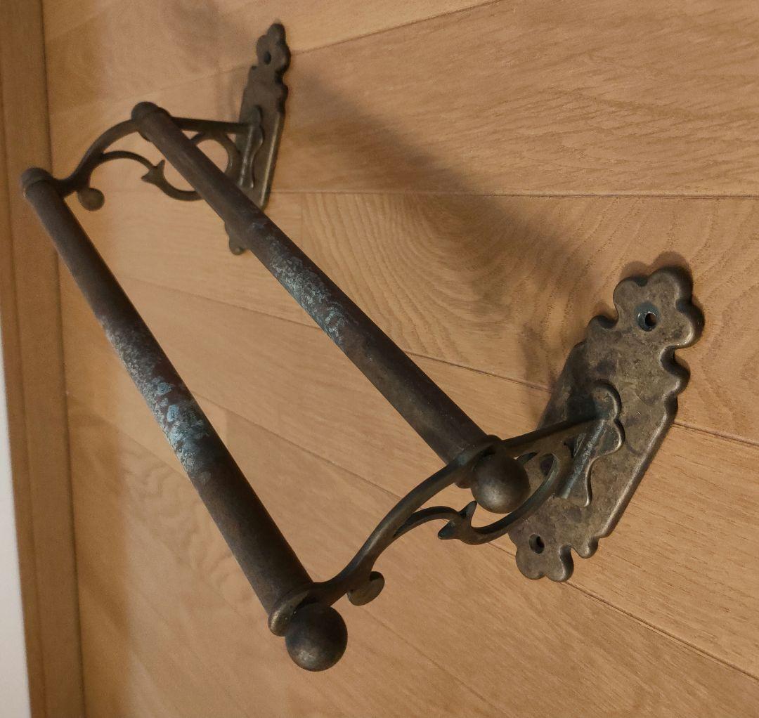 アンティーク 真鍮製 ダブルタオルバー 2連タオル掛 クラシック イタリア製 ②