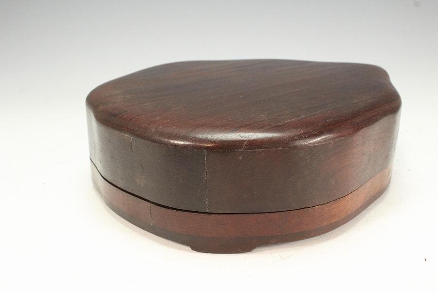 中国美術 硯 蓮 端渓 紫檀箱 文房具(K-LC729)