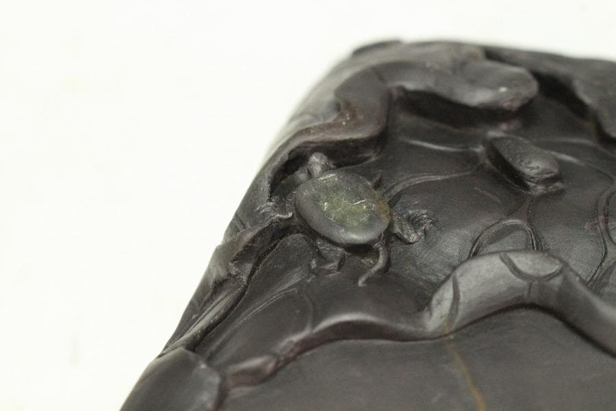 中国美術 硯 蓮 端渓 紫檀箱 文房具(K-LC729)