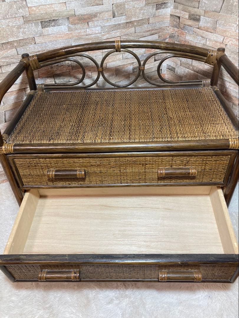 籐家具　ラタンチェスト　収納タンス レトロ　箪笥　アンティーク