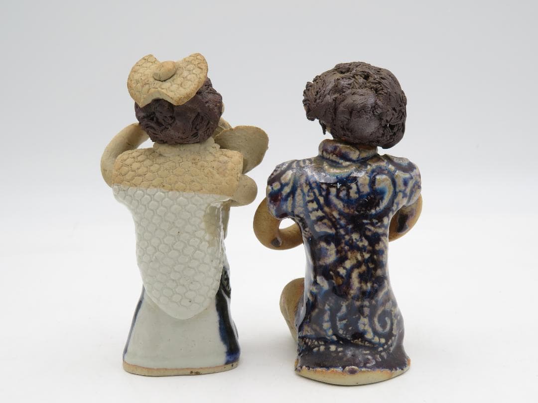 青芳人形 7点セット 陶器人形 森元青芳 砥部焼 オブジェ 置物 インテリア