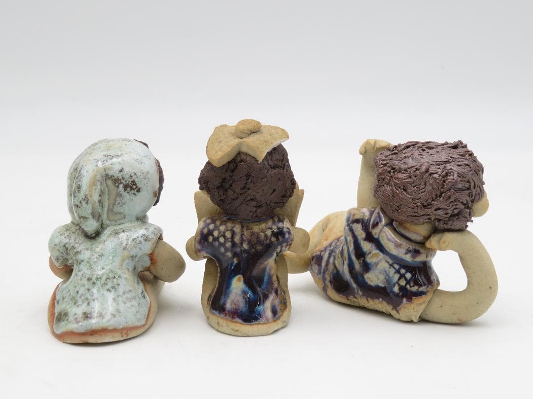 青芳人形 7点セット 陶器人形 森元青芳 砥部焼 オブジェ 置物 インテリア