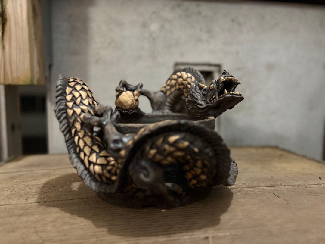 龍　盆栽鉢　彫刻 陶芸　作家鉢　芸術品　入手困難