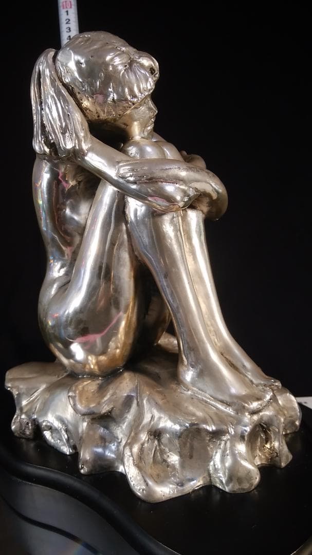 ロ*o様 エルメス★純 銀メッキブロンズ風裸婦彫刻像/高２８cm重４ ㎏少女ヌー