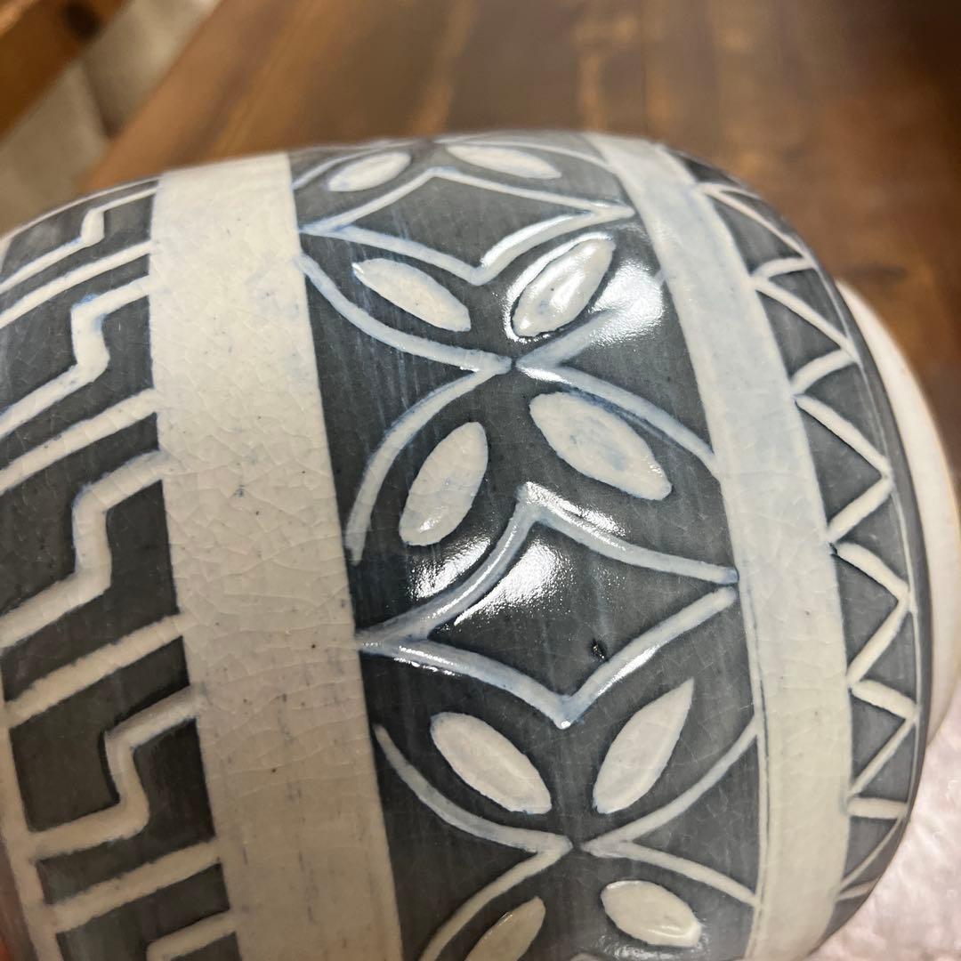 作家　陶芸作家　茶道具　水指　刻文水指　工芸品