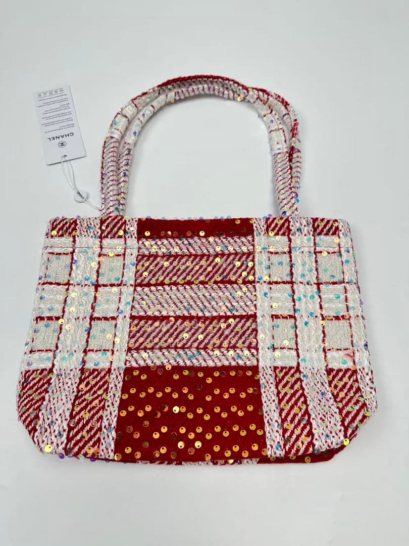 み*ん様 CHANELシャネル ココマークツイードスパンコール トートバッグ レ