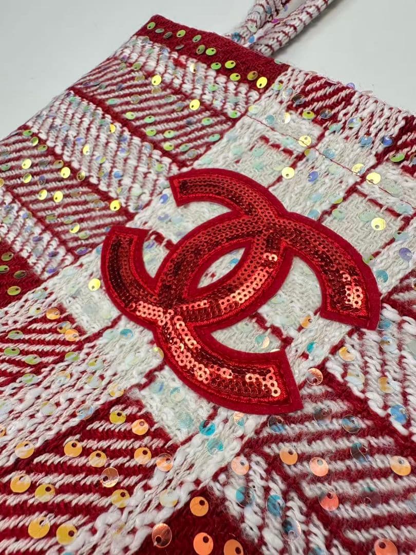 み*ん様 CHANELシャネル ココマークツイードスパンコール トートバッグ レ