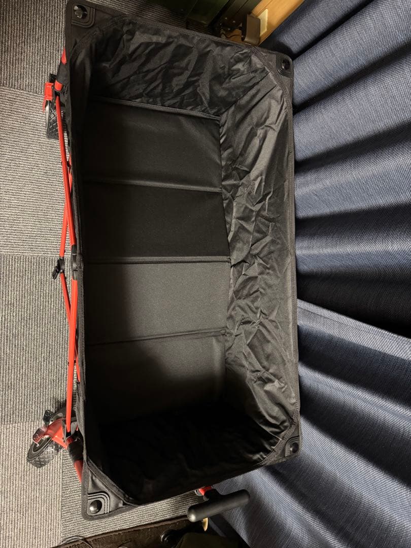 コールマン　アウトドアワゴン(レッドxブラック) ウッドロールテーブル　セット