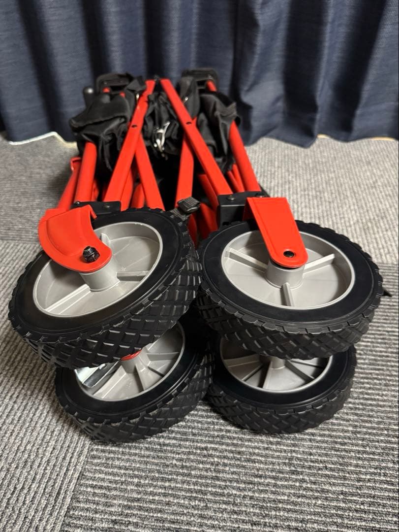 コールマン　アウトドアワゴン(レッドxブラック) ウッドロールテーブル　セット