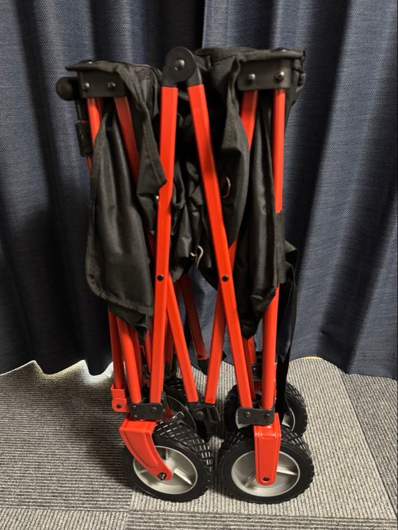 コールマン　アウトドアワゴン(レッドxブラック) ウッドロールテーブル　セット