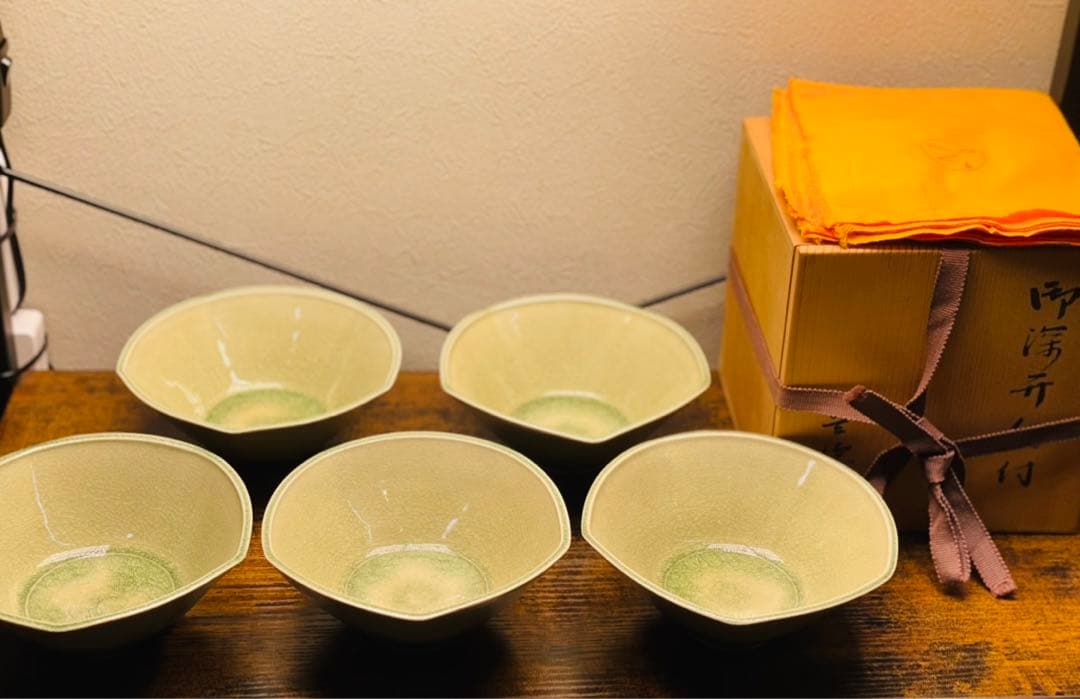 武村豊徳御井　向付 5枚揃い共箱未使用保管品