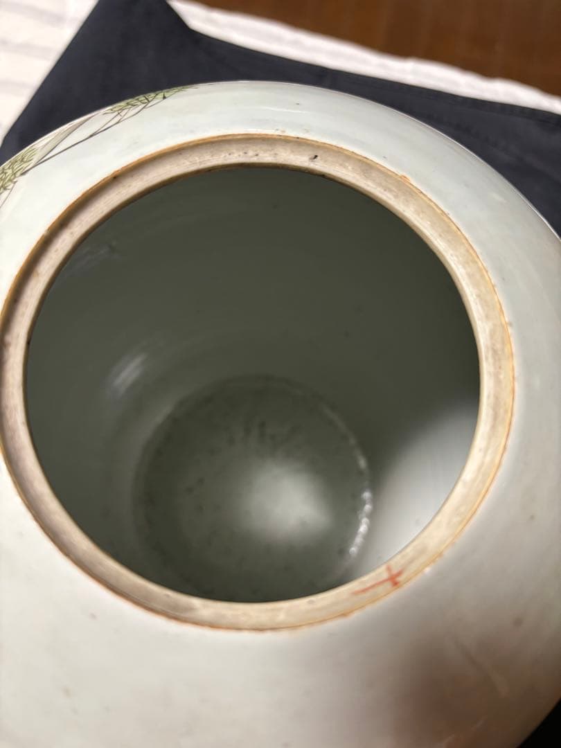 中国古美術 清末民国時代　色絵　粉彩壺　漁樵耕読　周佐興