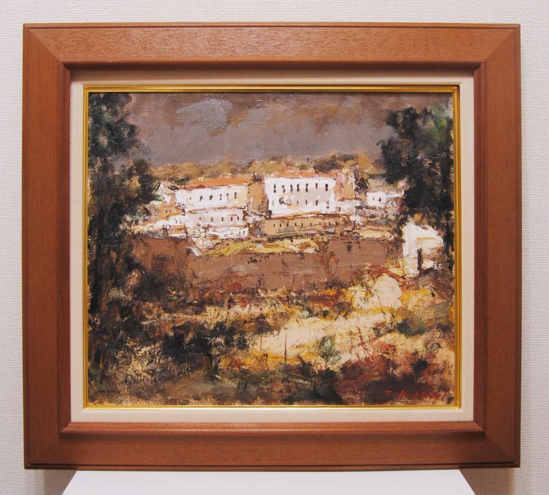 友成晴雄 Ｆ10 肉筆 風景画 「 野中の家 」 油絵 油彩画