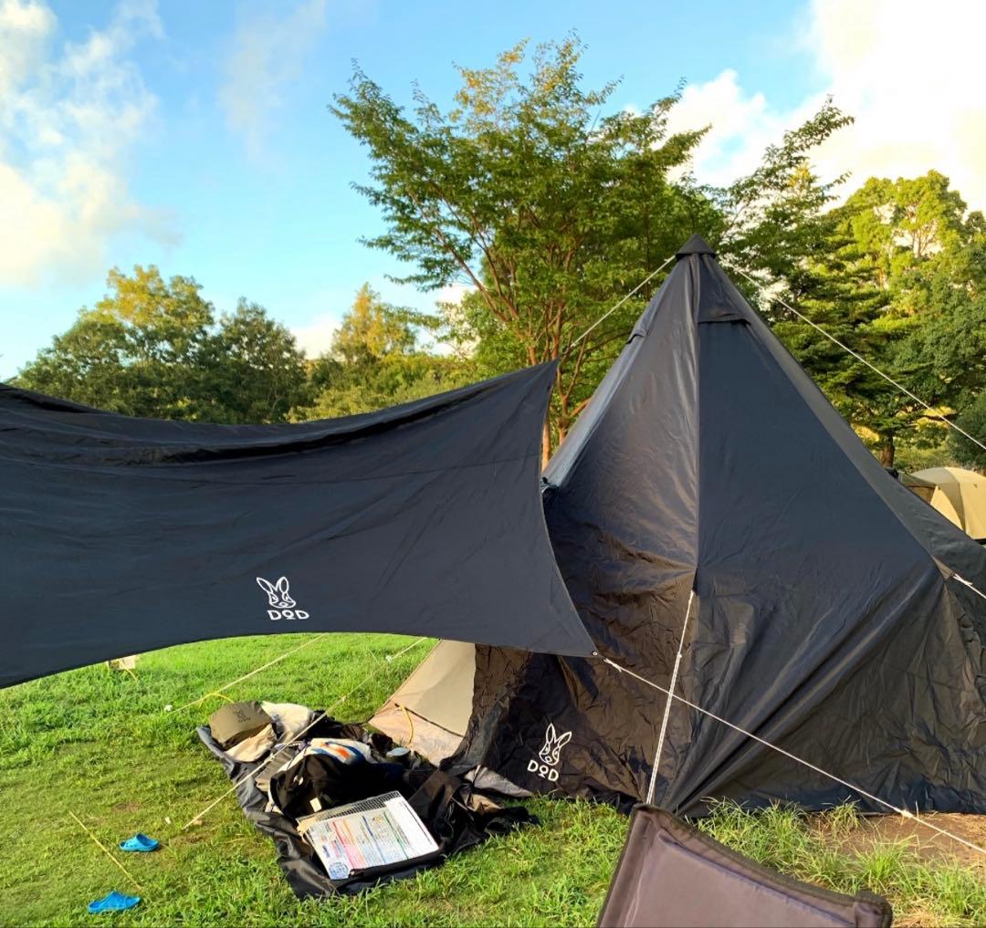 DOD ワンポールテント L ブラック グランドシート&トンガリハット付き