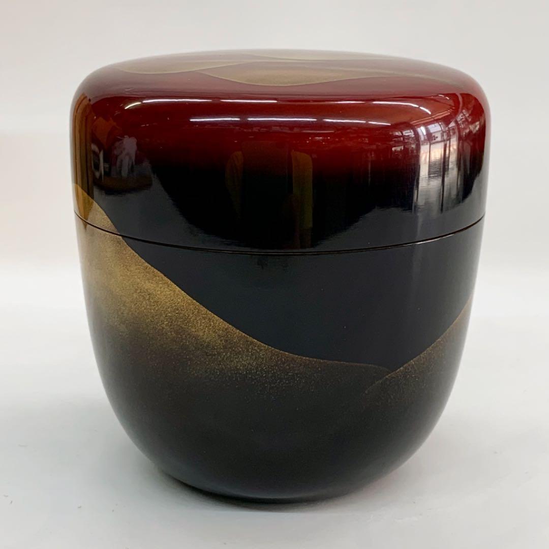 【棗　遠山蒔絵　梨地】新井宗賀　共箱